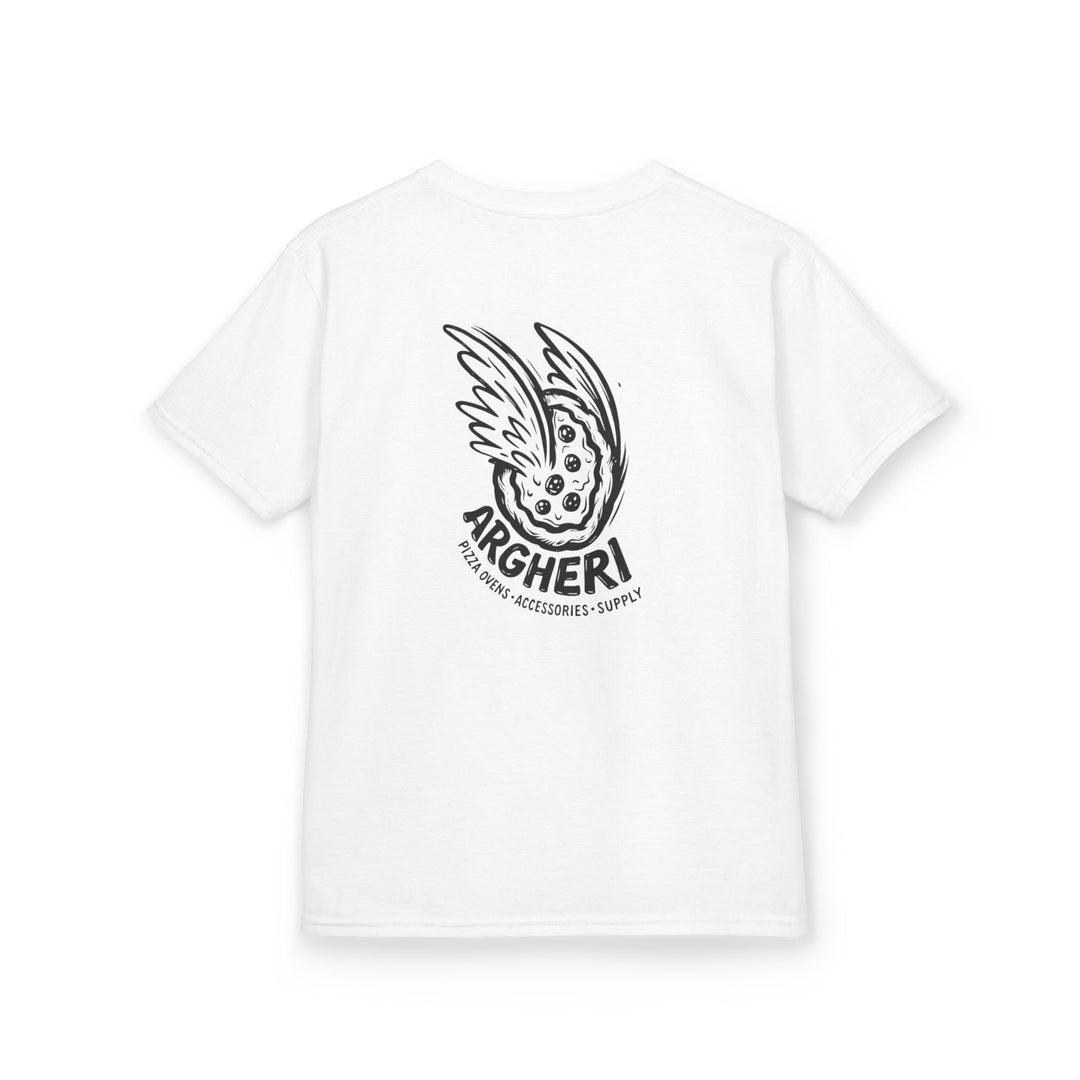 Argheri Kids Tee - 'Argheri' Retro Script Logo Cotton Shirt close up
