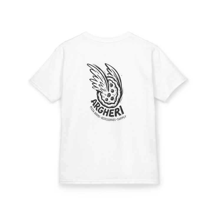 Argheri Kids Tee - 'Argheri' Retro Script Logo Cotton Shirt close up
