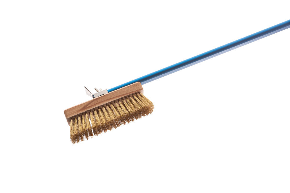 Argheri Gi.Metal Azzurra 6cm / 2in Rectangular Brass Bristle Brush, 180cm handle front view