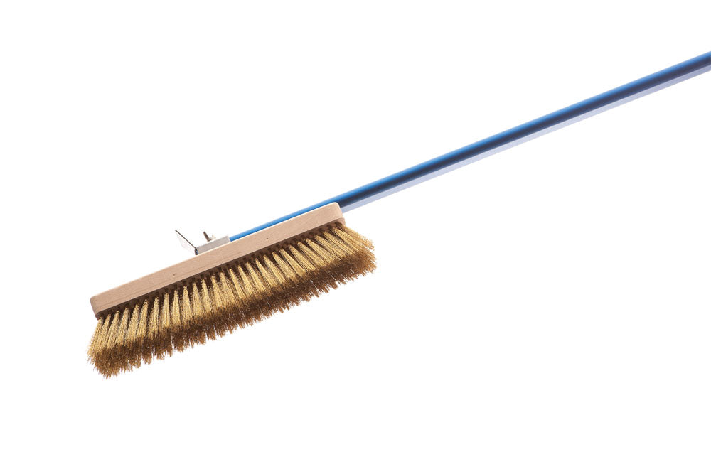 Argheri Gi.Metal Azzurra 6cm / 2in Rectangular Brass Bristle Brush, 150cm handle front view