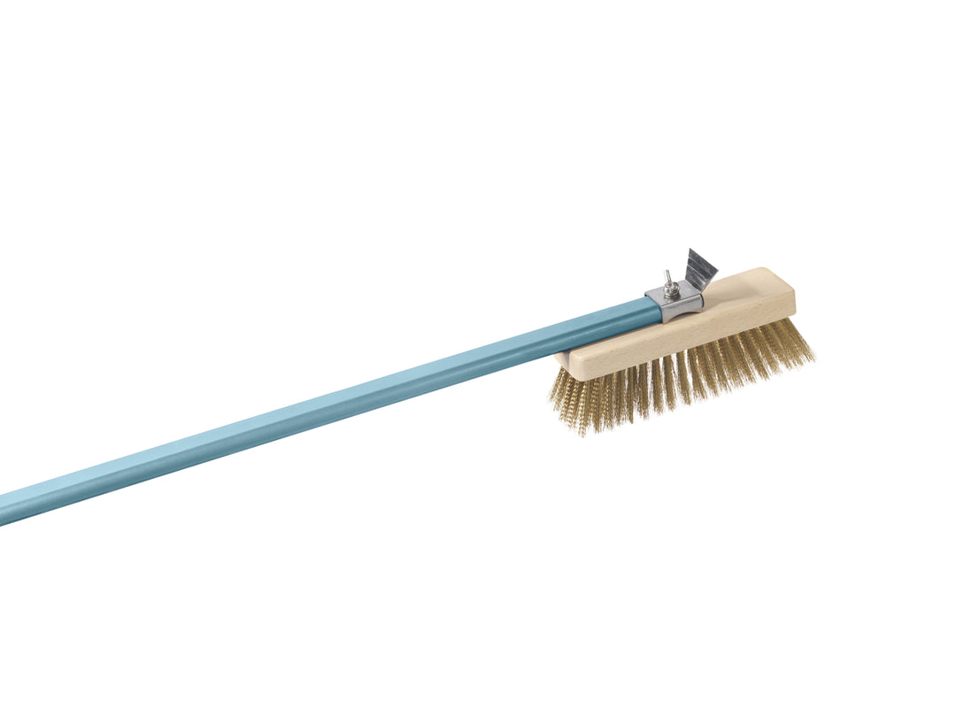 Argheri Gi.Metal Evoluzione 6cm / 2in Rectangular Brass Bristle Brush, 150cm handle front view