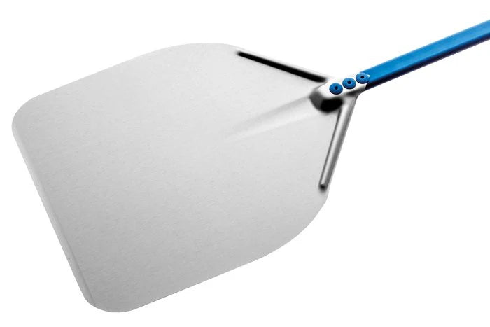 Argheri Gi.Metal Azzurra 36cm / 14in Rectangular Solid Pizza Peel, 120cm handle front view